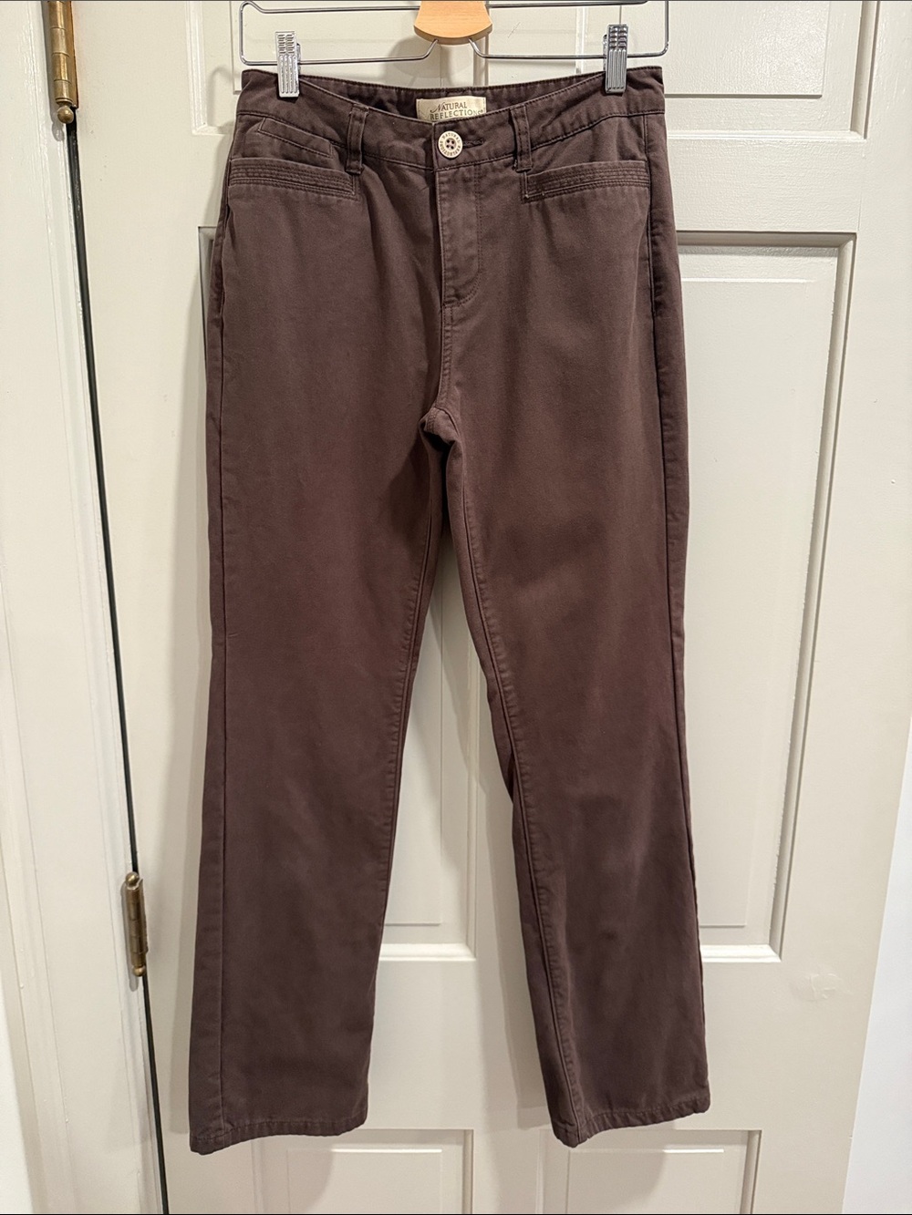 Natural Reflections Flannel-Lined Chino/Straight-Leg Brown Pants Size 4